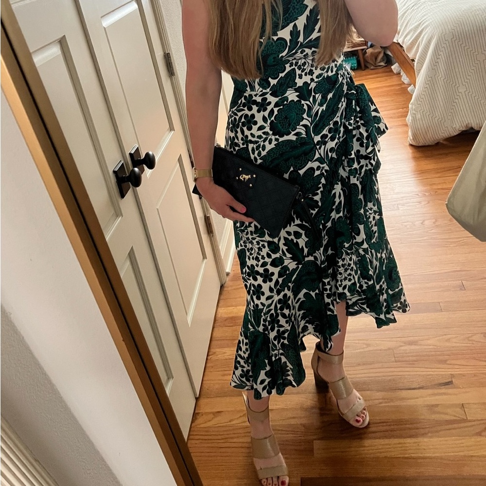 J Crew Silk Emerald green maxi dress size 4 fits like 6